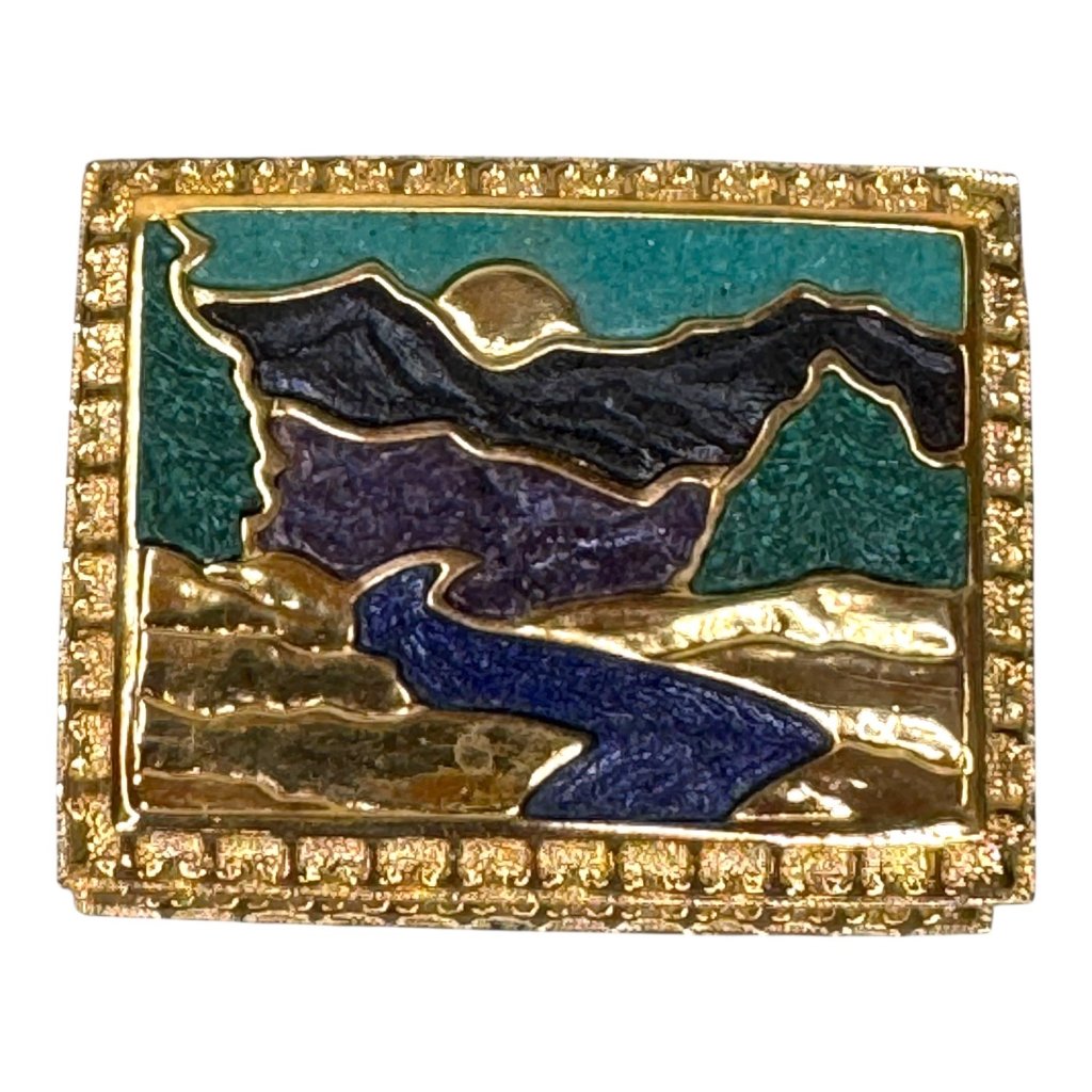 Black Hills Gold Collectible No. 3 Trinket Jewelry Box Mountains Inlaid Gemstone